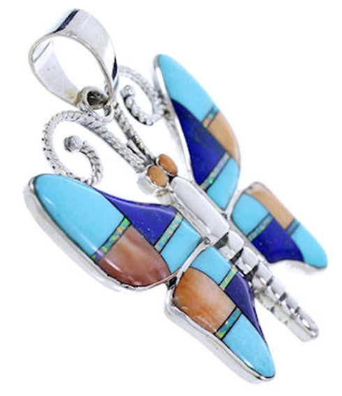 Butterfly Multicolor Genuine Sterling Silver Pendant AW70674